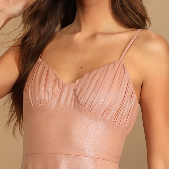 Blush Metallic Bustier Mini Skater Dress - Picture 3 of 5